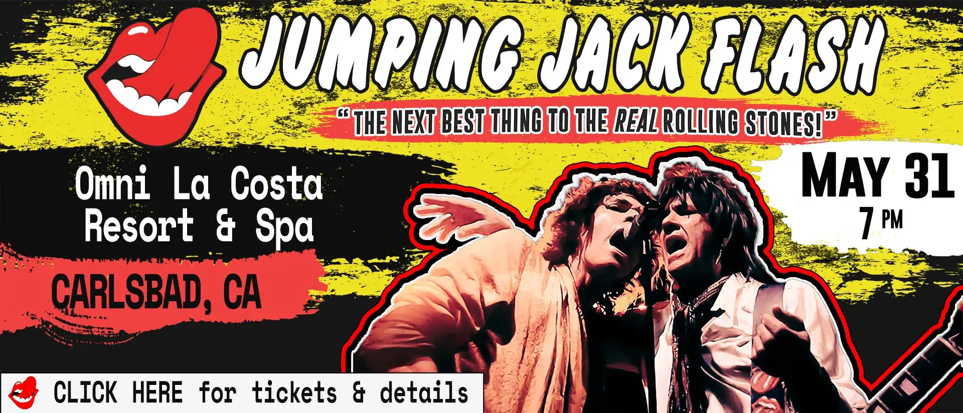 Event Banner for Jumping Jack Flash live at the Omni La Costa Resort in Carlsbad, CA on May 31, 2025